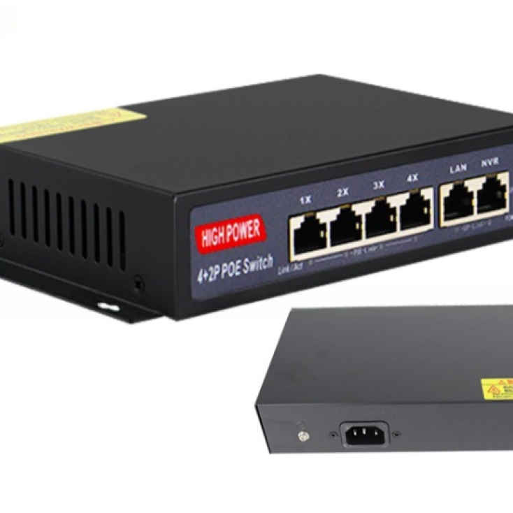 4 Port (4+2) 2 up-link port mega ultra hd network ethernet imported poe switch (52v)