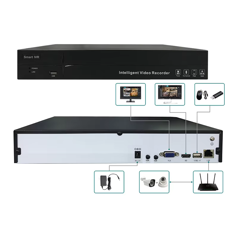 64 channel NVR Hik-guard 4K 8 megapixel 512MBPS Full Ultra HD H.265 4 sata Hdd slot two way audio support with box & all accessories