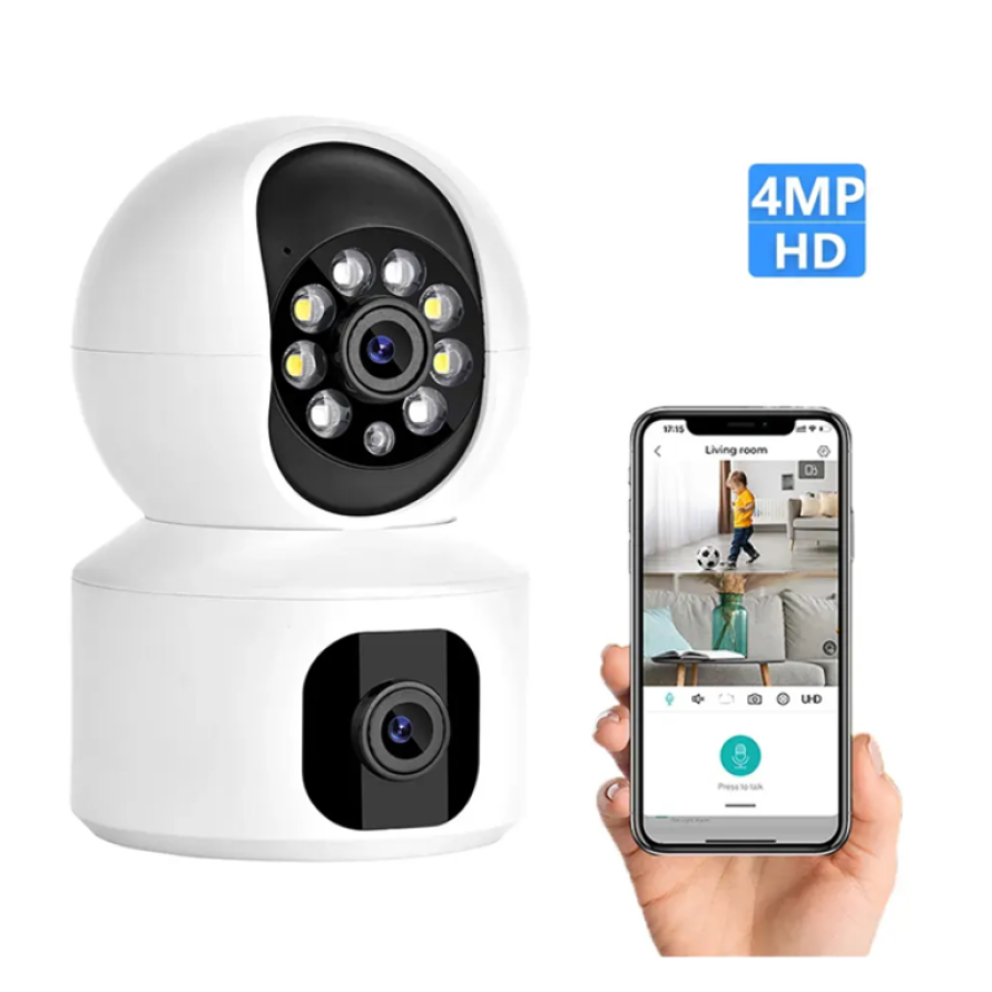 3mp Ai wifi dual lens both working dual IR led ultra hd smart baby monitor auto tracking ip pt two way audio cp surveillance cctv camera V380 Pro